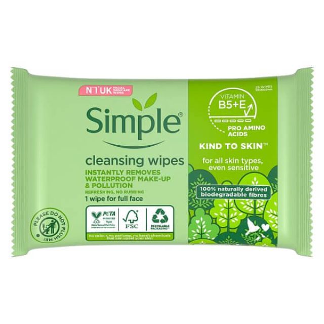 Simple Kind to Skin Cleansing Wipes Bio-degradable
